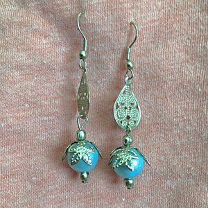 Blue and silver earrings